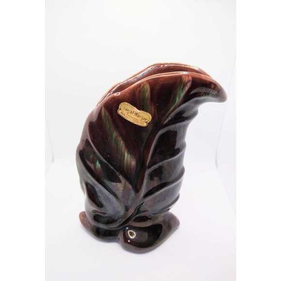 Rare Royal Haegar leaf shape glazed vase - Picture 3 of 4